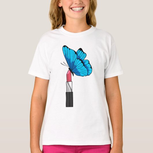 T-shirt Papillon avec bâton à lèvres (Devant)
