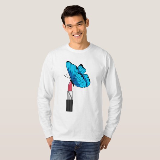 T-shirt Papillon avec bâton à lèvres (Devant entier)