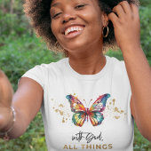 T-shirt Papillon Avec Dieu Tout Est Possible