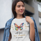 T-shirt Papillon Avec Dieu Tout Est Possible