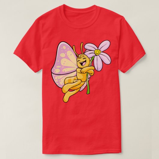 T-shirt Papillon avec Fleur 2 (Design devant)