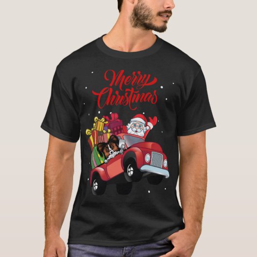T-shirt Papillon Avec Le Père Noël Dans Le Chien De Camion (Devant)