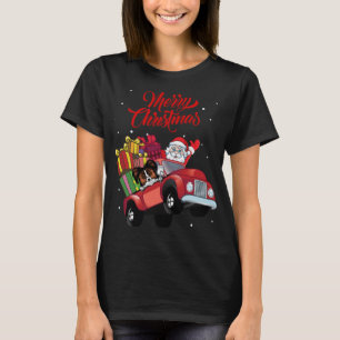 T-shirt Papillon Avec Le Père Noël Dans Le Chien De Camion