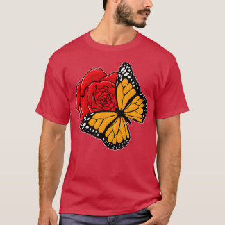 T-shirt Papillon avec Rose