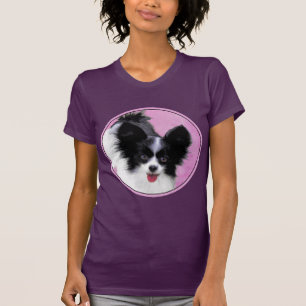 T-shirt Papillon (blanc et noir) Peinture - Chien Art