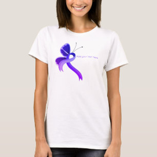 T-shirt papillon bleu et violet de sensibilisation