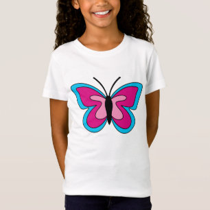 T-Shirt Papillon bleu magenta rose