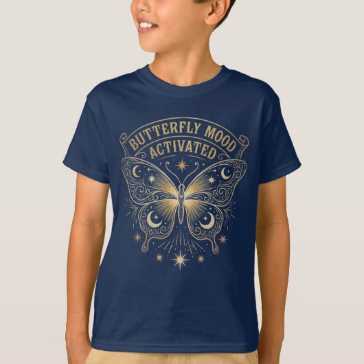 T-shirt Papillon céleste Boho « Humeur papillon activée » (Devant)