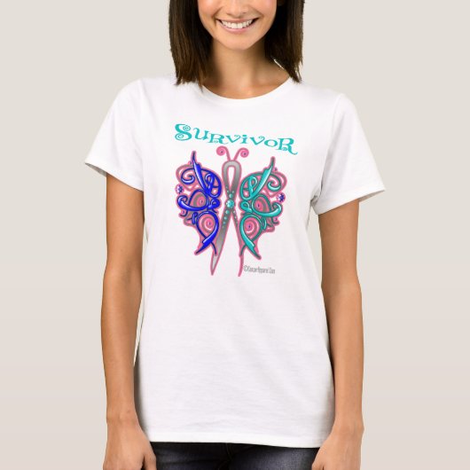 T-shirt Papillon celtique de survivant - cancer de la (Devant)