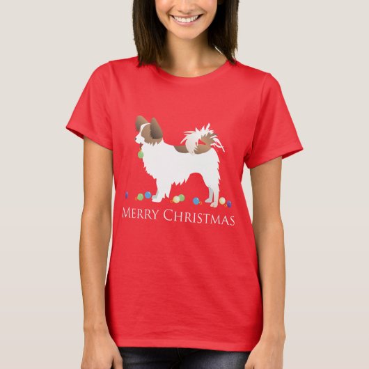 T-shirt Papillon Chien Joyeux Noël Design (Devant)