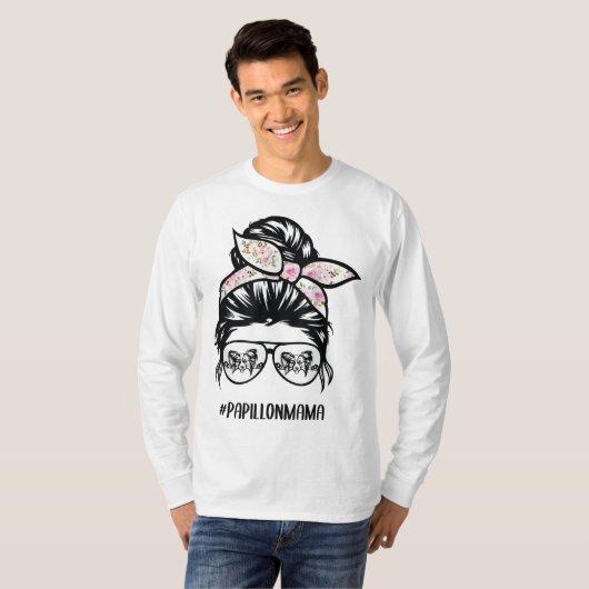 T-shirt papillon chien maman désordre pains lunettes papil (Devant entier)