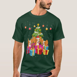 T-shirt Papillon Chien Père Noël Christmas Tree Family Cor
