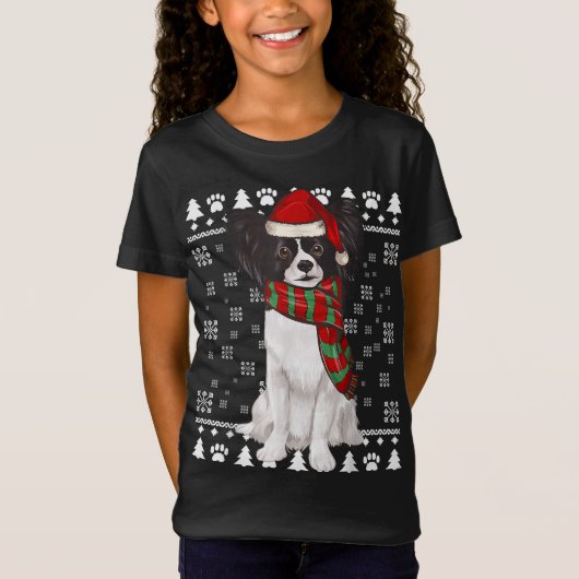 T-Shirt Papillon Chien Santa Hat Noël moche Noël (Devant)