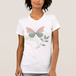 T-shirt papillon  Citation de liberté   Vert et no