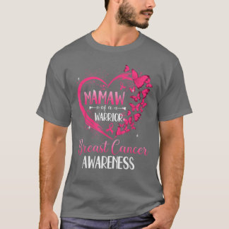 T-shirt Papillon Coeur Mamaw D'Un Guerrier Cancer Du Sein 