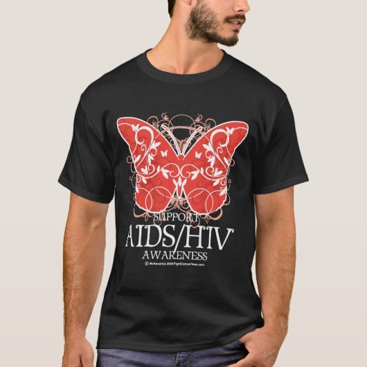 T-shirt Papillon d'AIDS/HIV (Devant)