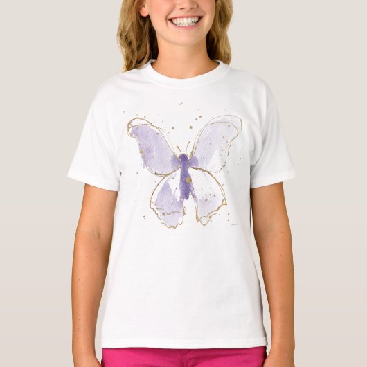 T-shirt Papillon d'aquarelle Lavender (Devant)