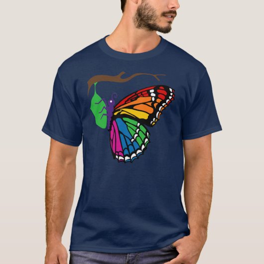 T-shirt Papillon d'arc-en-ciel émergeant de Chrysalis (Devant)