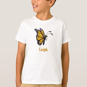 T-shirt Papillon de caricature jaune Nom personnalisé Vête