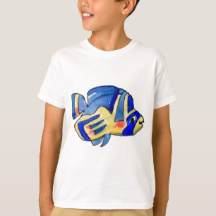 T-shirt Papillon de caricature poisson bleu