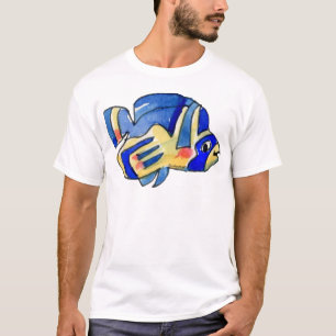 T-shirt Papillon de caricature poisson bleu