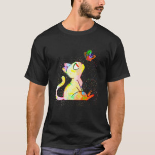 T-shirt Papillon de chat mignon éclaboussure de peinture c