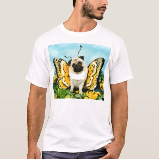 T-shirt papillon de chien carlin (Devant)