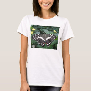 T-shirt Papillon de citron vert et fleurs Mesdames T Chemi