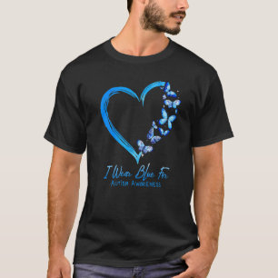 T-shirt Papillon de cœur Autisme Je porte du bleu pour la