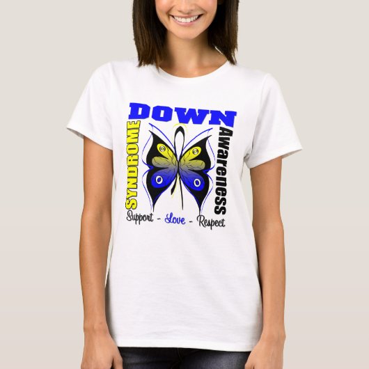 T-shirt Papillon de conscience de syndrome de Down (Devant)
