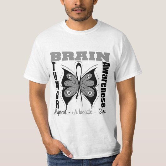 T-shirt Papillon de conscience de tumeur cérébrale (Devant)