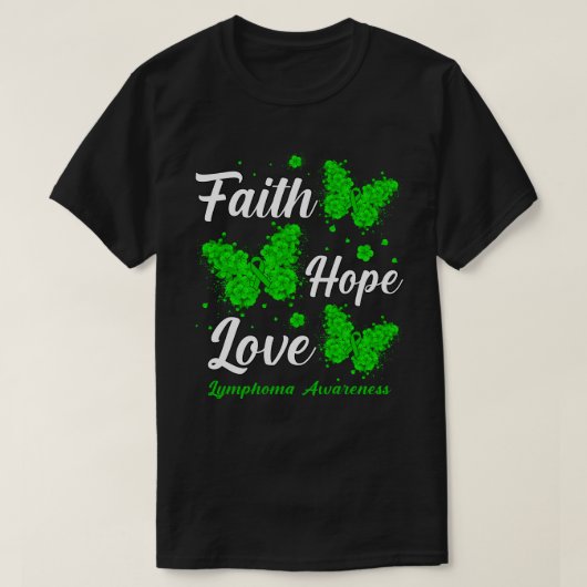 T-shirt Papillon de sensibilisation au lymphome Faith Hope (Design devant)