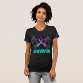 T-shirt Papillon de survivant de cancer de la thyroïde (Devant entier)