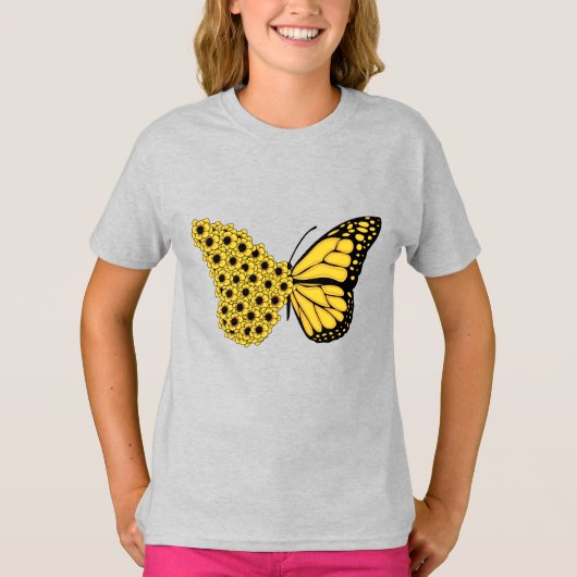 T-shirt papillon de tournesol femmes vintage monarque (Devant)