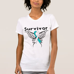 T-shirt Papillon de tribal de survivant de cancer du col