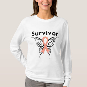 T-shirt Papillon de tribal de survivant de cancer du corps