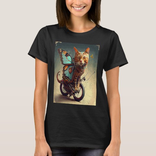 T-shirt Papillon de vélo de chat (Devant)