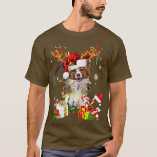 T-shirt Papillon Dog Reindee lumières de Noël