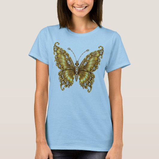 T-shirt Papillon Doré – Beauté de Luxe & Transformation (Devant)