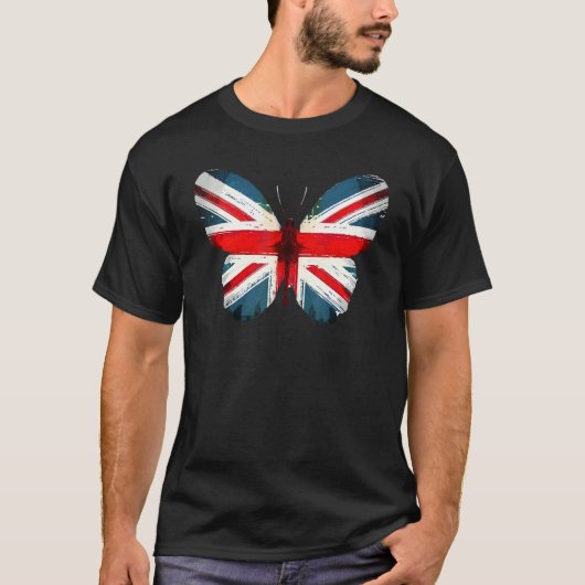 T-shirt Papillon Drapeau Union Jack Pour Enfants & Royaume (Devant)