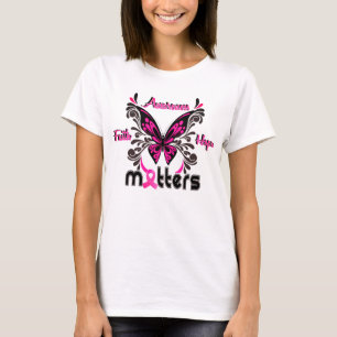 T-shirt Papillon du cancer du sein 7 Foi Sensibilisation E