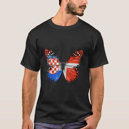 T-shirt Papillon du drapeau croato-danois (Devant)