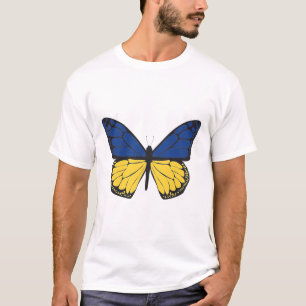 T-shirt Papillon d'Ukraine - Drapeau bleu et jaune - Liber
