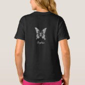 T-shirt Papillon en diamants blancs, nom du script, noir (Dos)