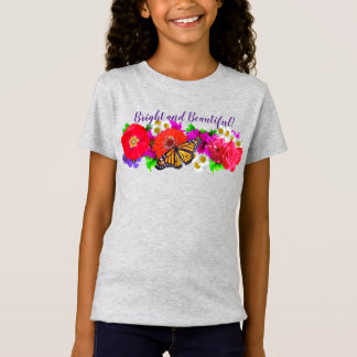 T-Shirt Papillon et fleurs de monarque brillant et beau