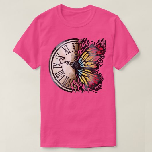 T-shirt Papillon et horloge vintage (Design devant)