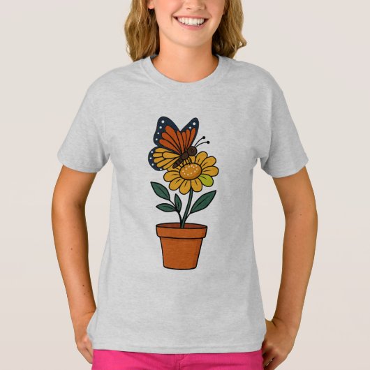 T-shirt papillon et tournesol (Devant)