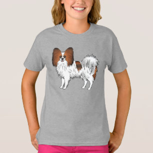 T-shirt Papillon Fauve Rouge Cartoon Heureux et Mignon Chi