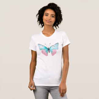 T-shirt Papillon Féminin Rose et Aqua