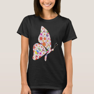 T-shirt Papillon Fille qui aime papillons mignonne Fleur B
